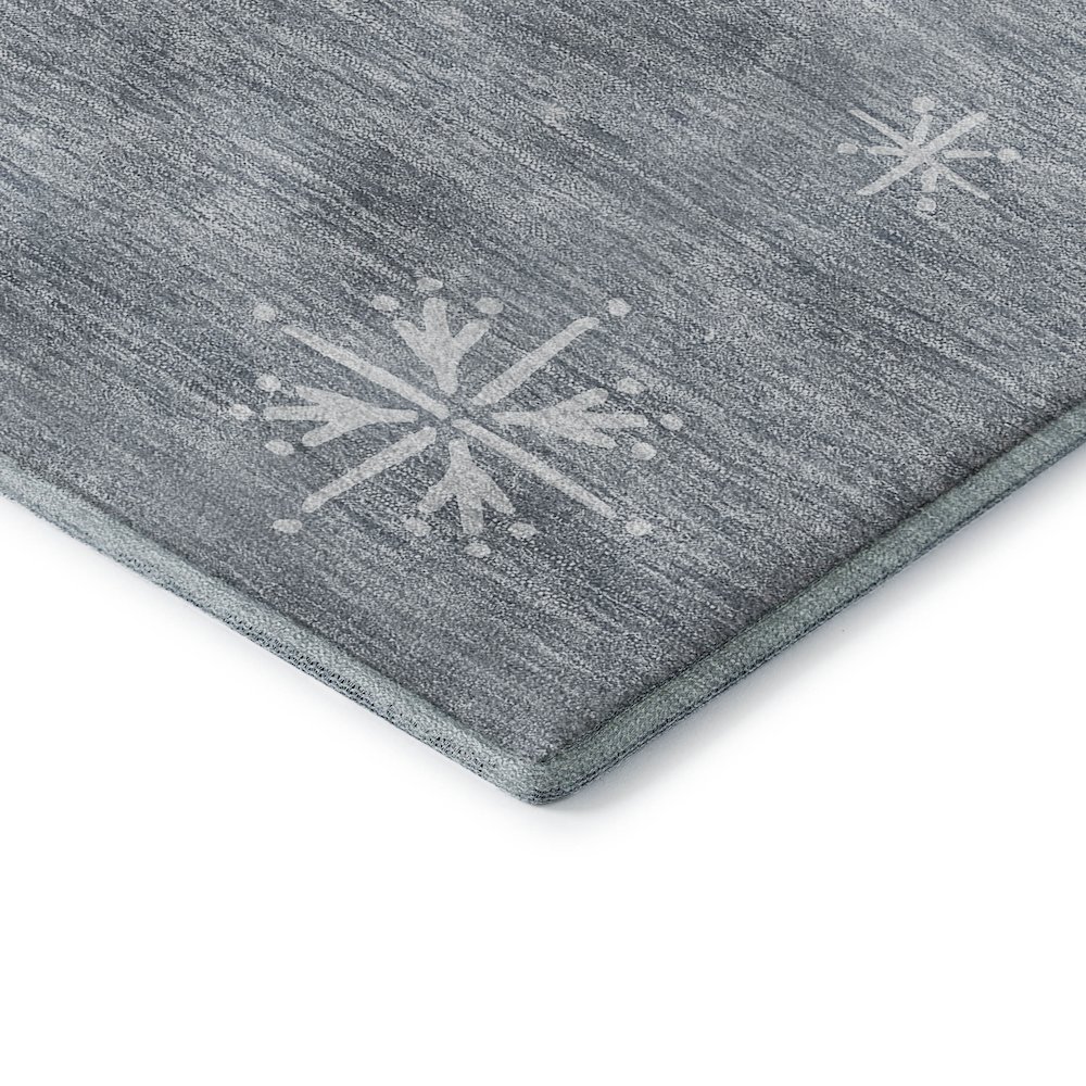 Luxury Washable Indoor/Outdoor Merry & Bright Gray 8' x 8' Round Rug. Picture 2