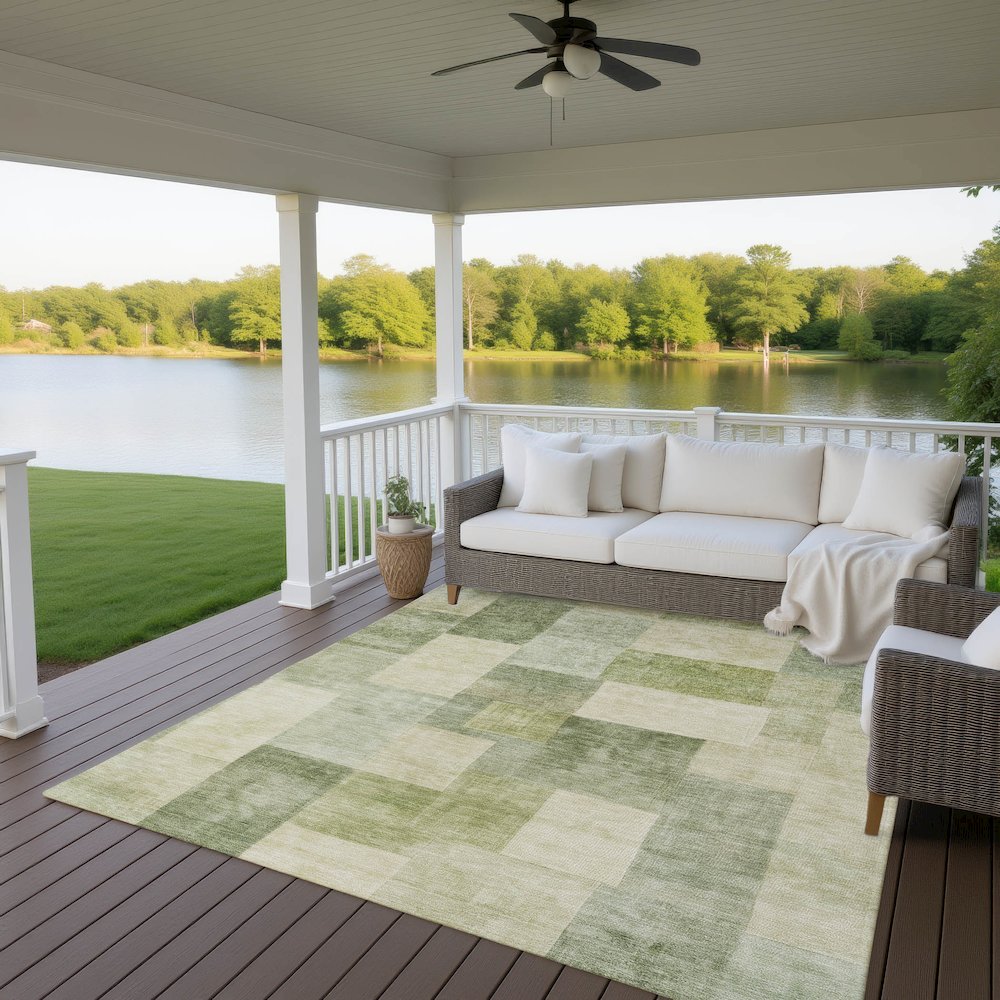 Machine Washable Indoor/Outdoor Pacifica Aloe 10' x 14' Rug. Picture 6