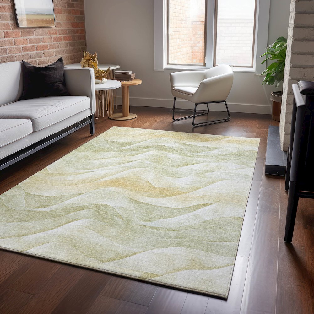 Machine Washable Indoor/Outdoor Pacifica Aloe 10' x 14' Rug. Picture 5
