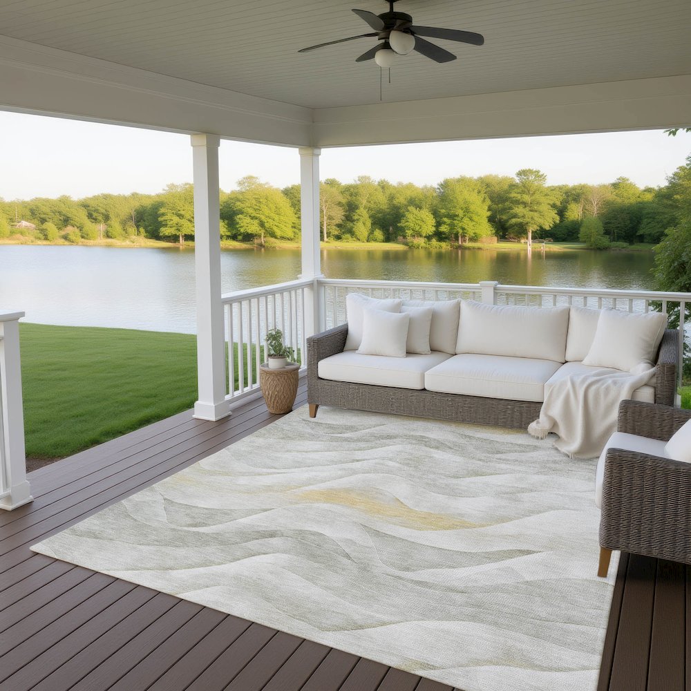 Machine Washable Indoor/Outdoor Pacifica Silver 10' x 14' Rug. Picture 6