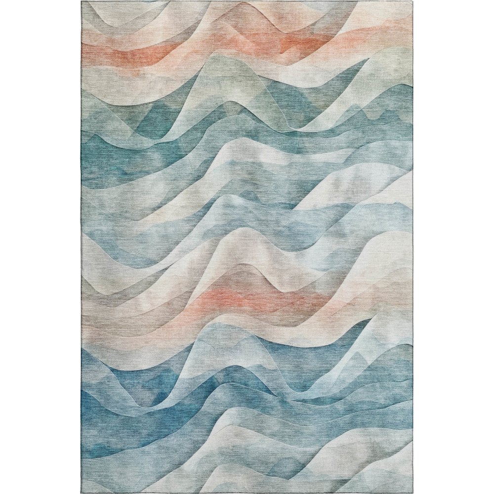 Machine Washable Indoor/Outdoor Pacifica Teal 10' x 14' Rug. Picture 1