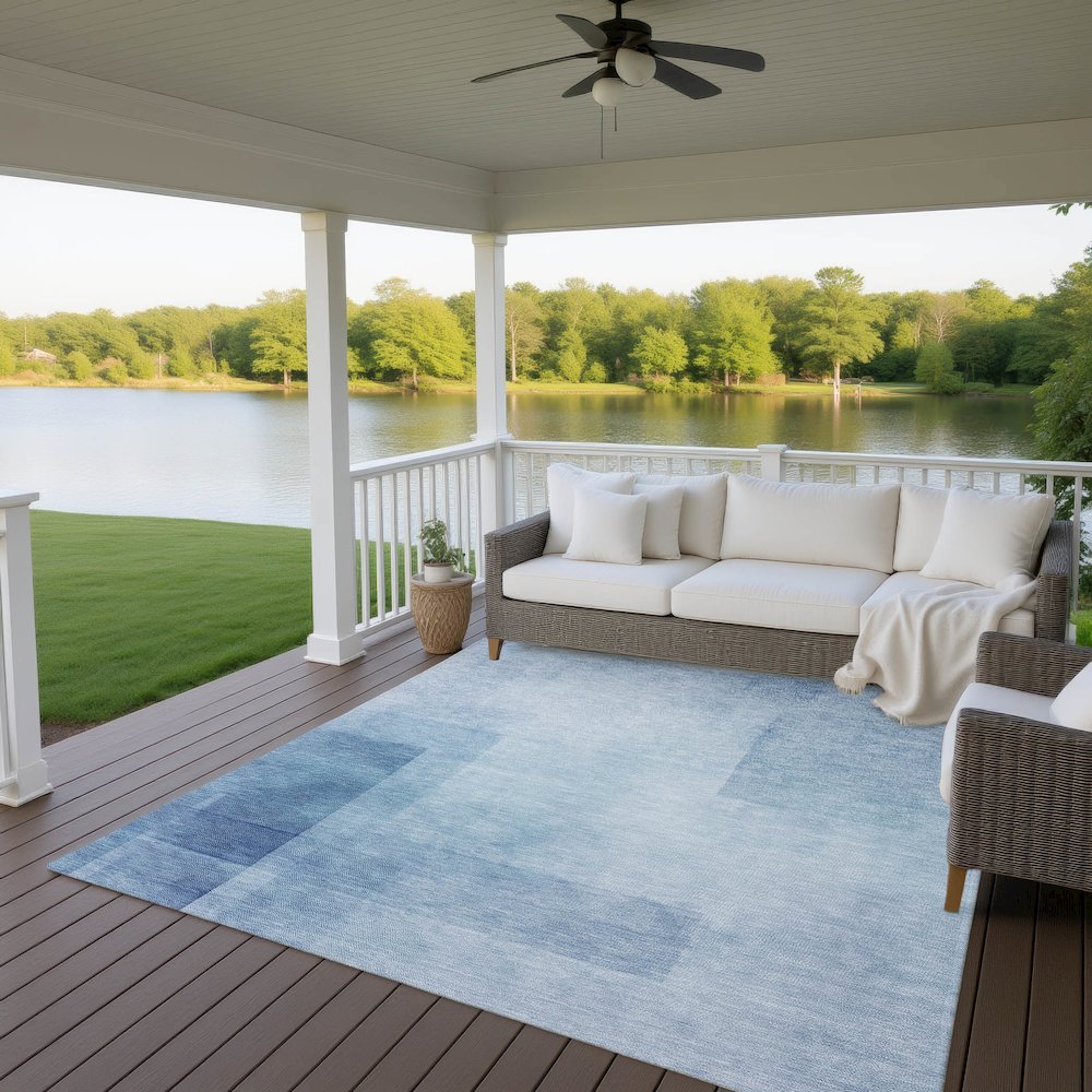 Machine Washable Indoor/Outdoor Pacifica Blue 10' x 14' Rug. Picture 6