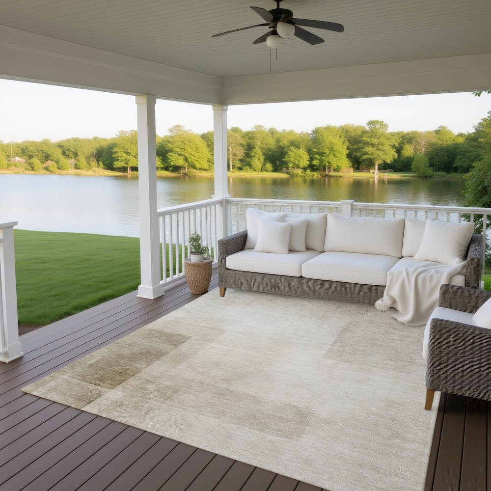 Machine Washable Indoor/Outdoor Pacifica Khaki 10' x 14' Rug. Picture 6