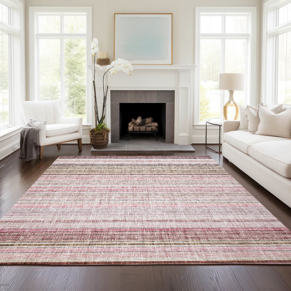 Luxury Washable Indoor/Outdoor Portico Pink 10' x 14' Rug. Picture 5