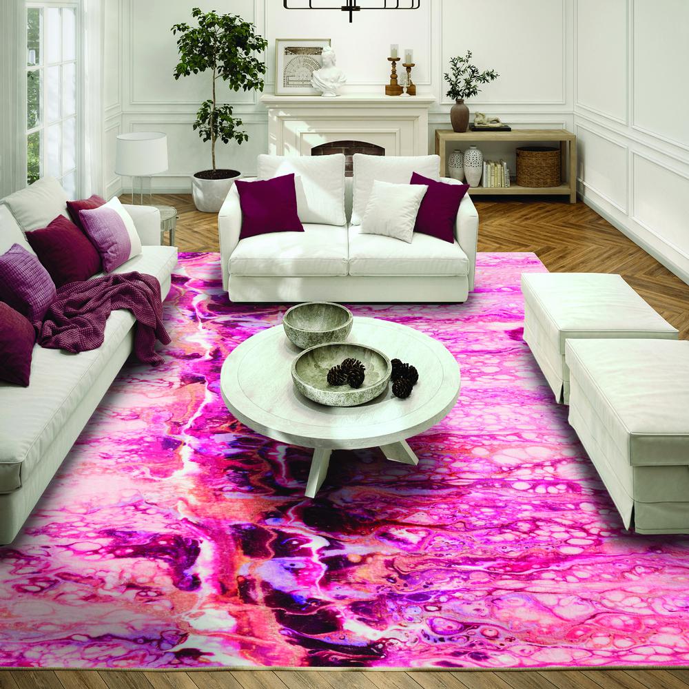 Kikiamo KK16 Flamingo 8' x 8' Round Rug. Picture 7
