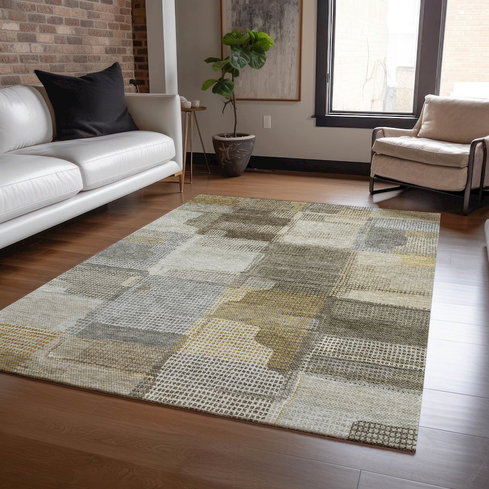 Luxury Washable Indoor/Outdoor Ravenna Taupe 10' x 14' Rug. Picture 5