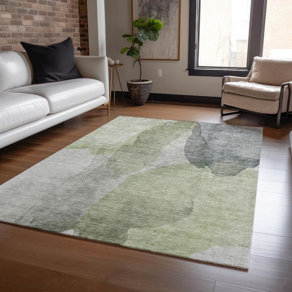Luxury Washable Indoor/Outdoor Ravenna Fern 10' x 14' Rug. Picture 5