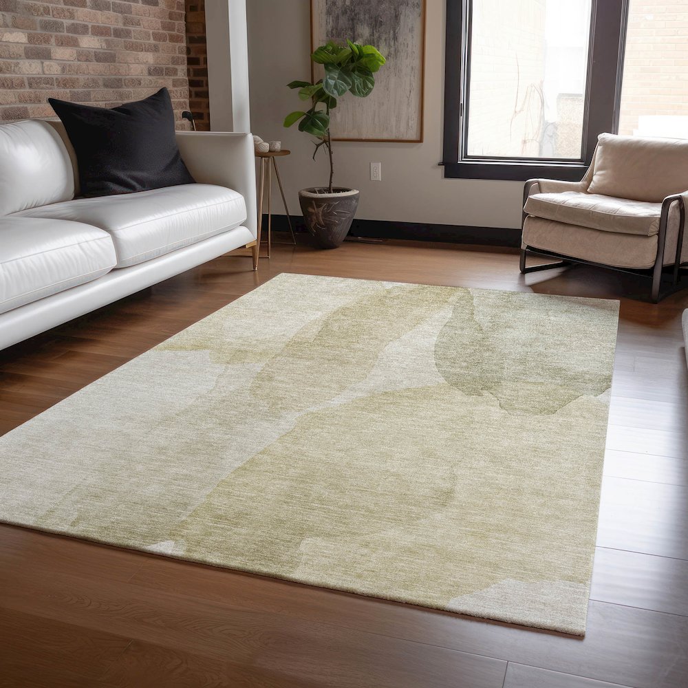 Luxury Washable Indoor/Outdoor Ravenna Putty 10' x 14' Rug. Picture 5