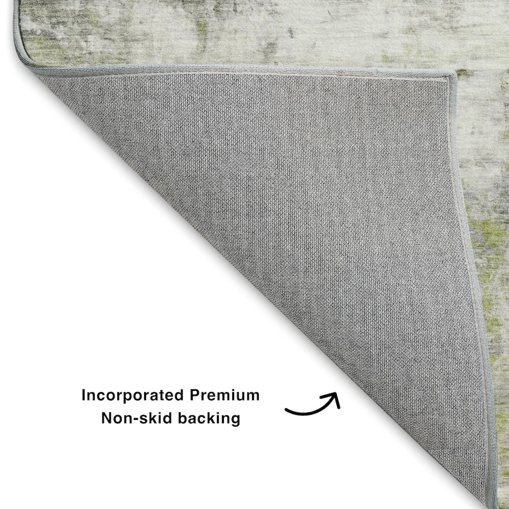 Luxury Washable Indoor/Outdoor Ravenna Aloe 8' x 8' Round Rug. Picture 4