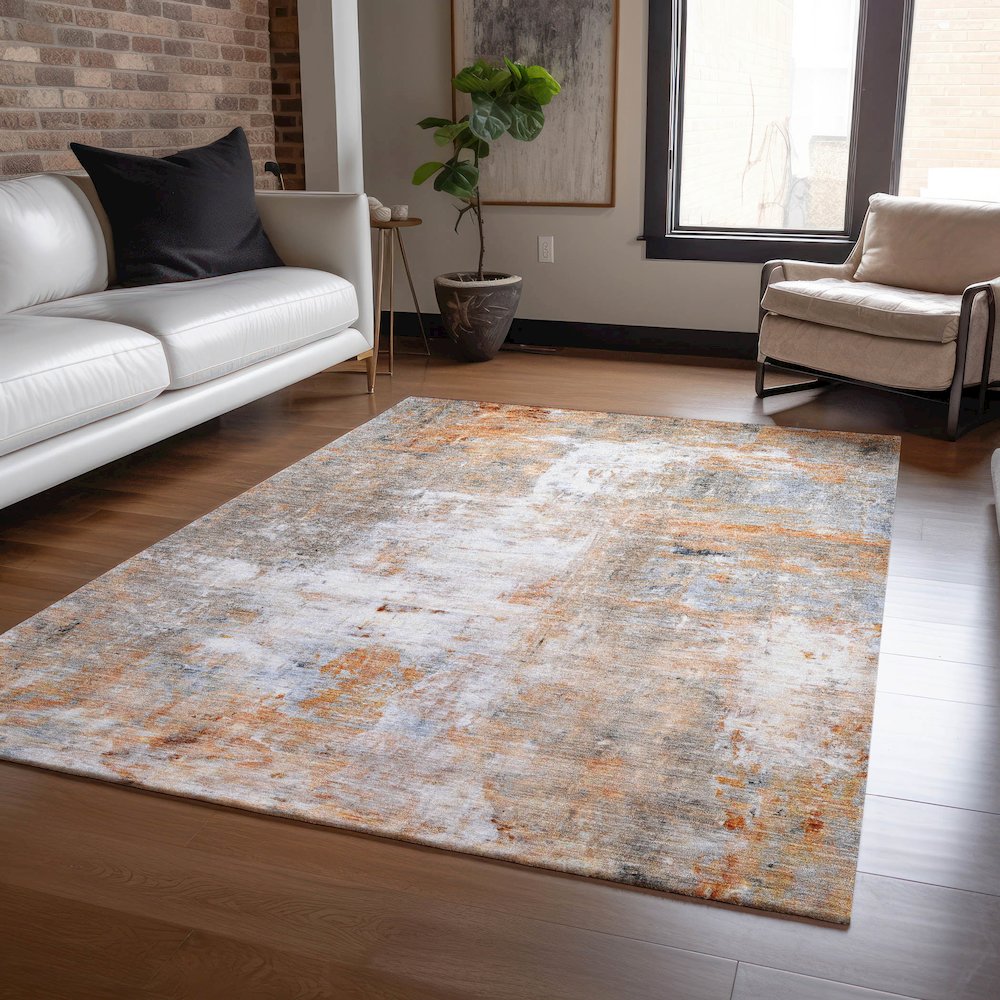 Luxury Washable Indoor/Outdoor Ravenna Copper 10' x 14' Rug. Picture 5