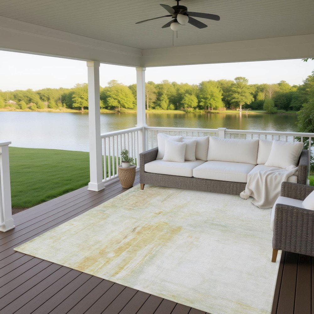 Luxury Washable Indoor/Outdoor Ravenna Linen 10' x 14' Rug. Picture 7
