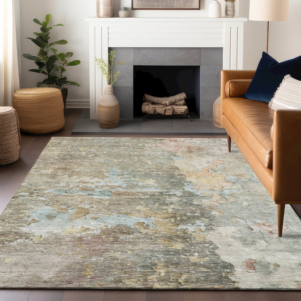 Luxury Washable Indoor/Outdoor Ravenna Brown 10' x 14' Rug. Picture 6