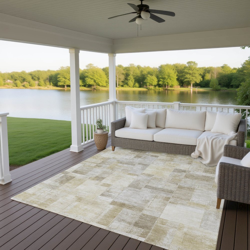 Luxury Washable Indoor/Outdoor Ravenna Beige 10' x 14' Rug. Picture 7