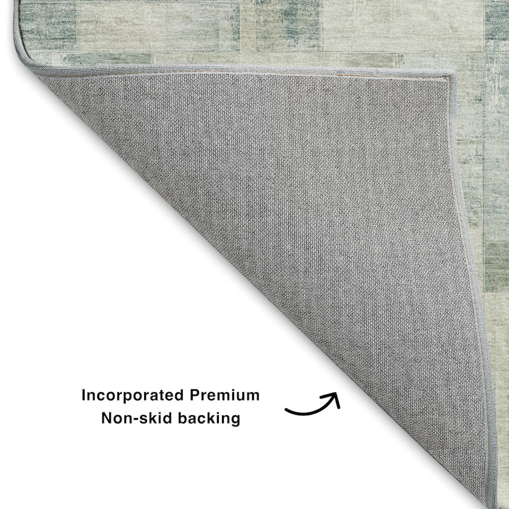 Luxury Washable Indoor/Outdoor Ravenna Seafoam 8' x 8' Round Rug. Picture 4