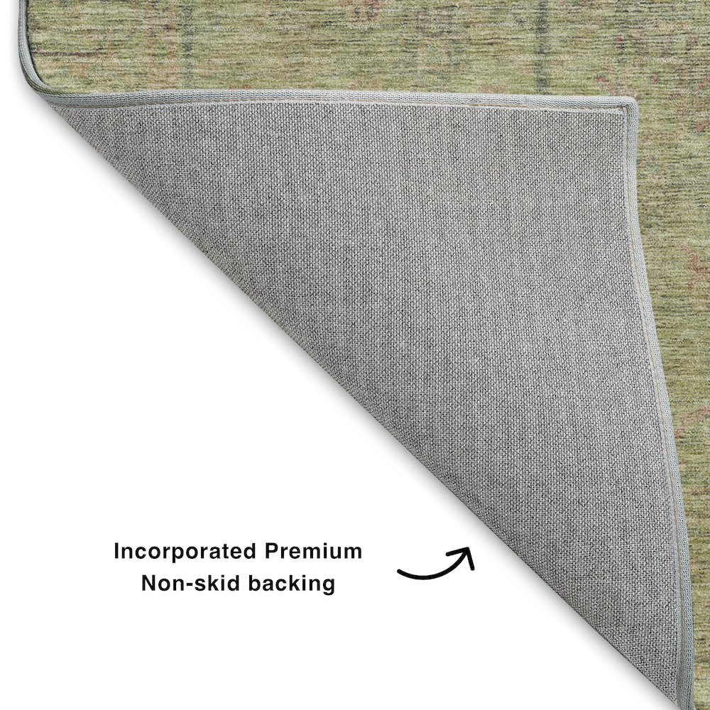 Luxury Washable Indoor/Outdoor Ravenna Aloe 8' x 8' Round Rug. Picture 4