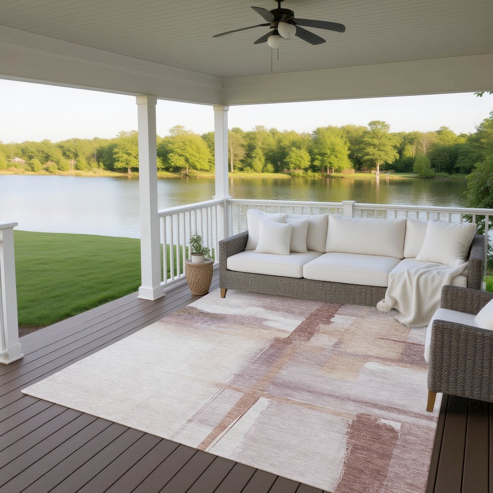 Luxury Washable Indoor/Outdoor Ravenna Blush 10' x 14' Rug. Picture 7