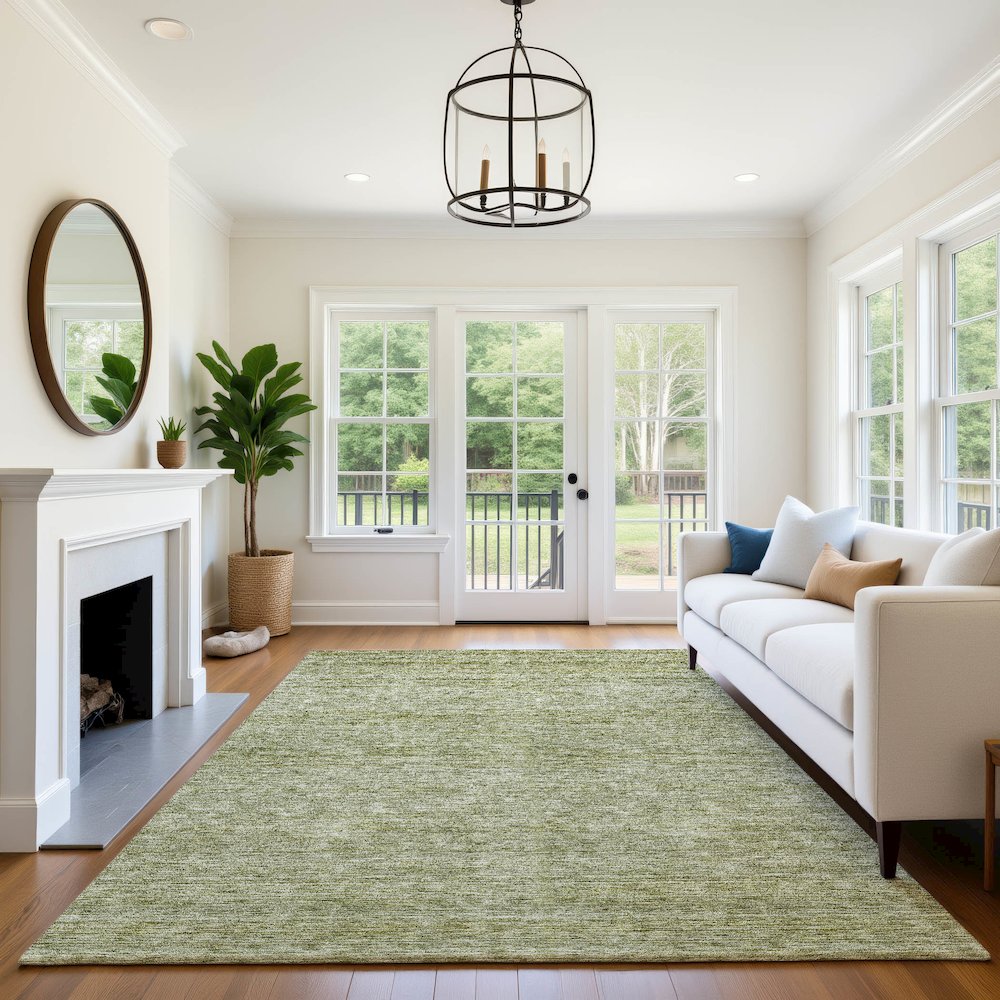 Luxury Washable Indoor/Outdoor Soft Essentials SE1 Green 10' x 14' Rug. Picture 6