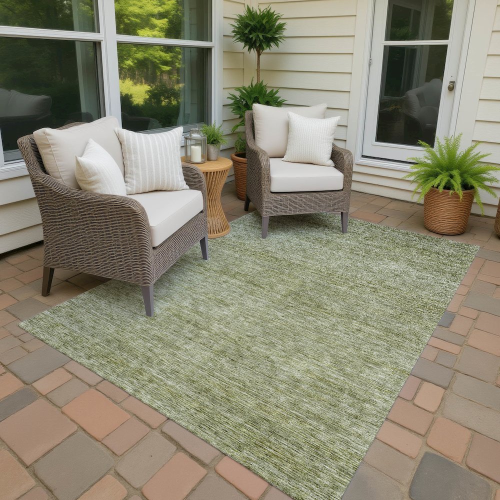 Luxury Washable Indoor/Outdoor Soft Essentials SE1 Green 9' x 12' Rug. Picture 7