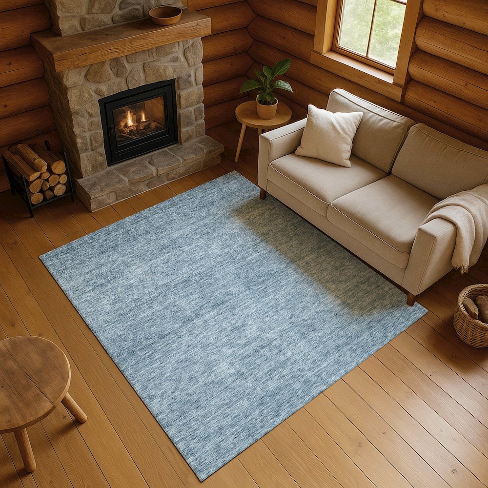 Luxury Washable Indoor/Outdoor Soft Essentials SE1 Blue 10' x 14' Rug. Picture 5