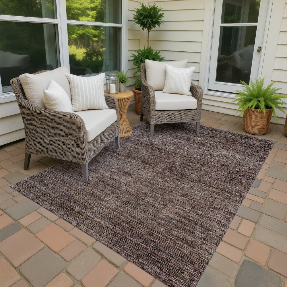 Luxury Washable Indoor/Outdoor Soft Essentials SE1 Brown 9' x 12' Rug. Picture 7