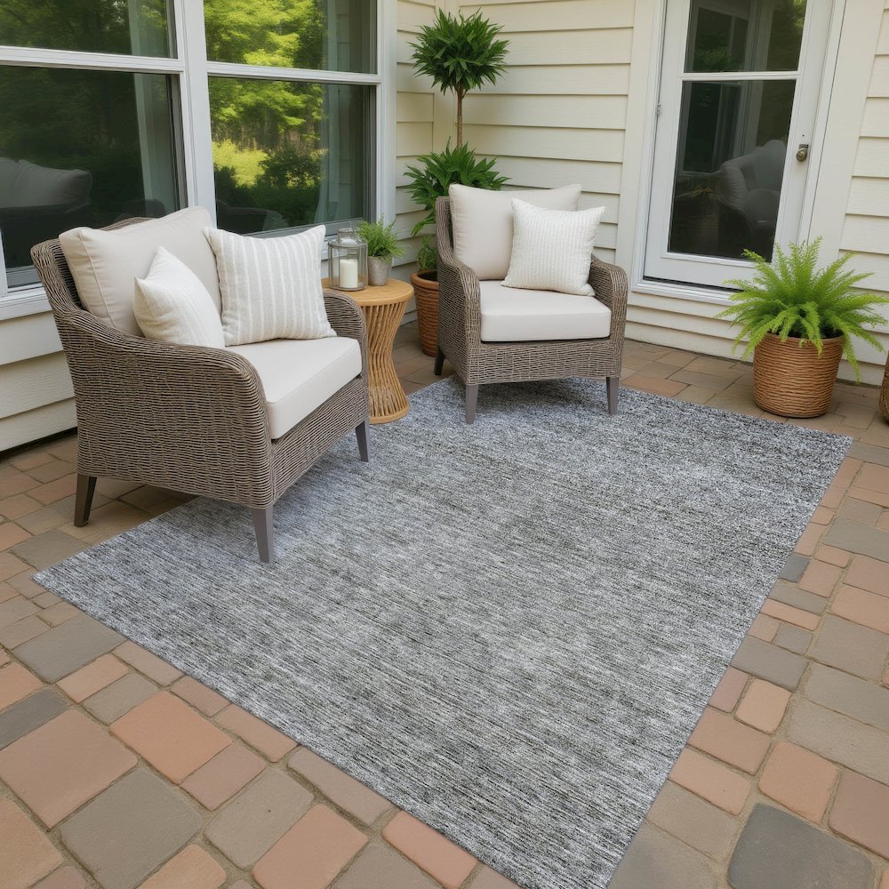 Luxury Washable Indoor/Outdoor Soft Essentials SE1 Gray 9' x 12' Rug. Picture 7