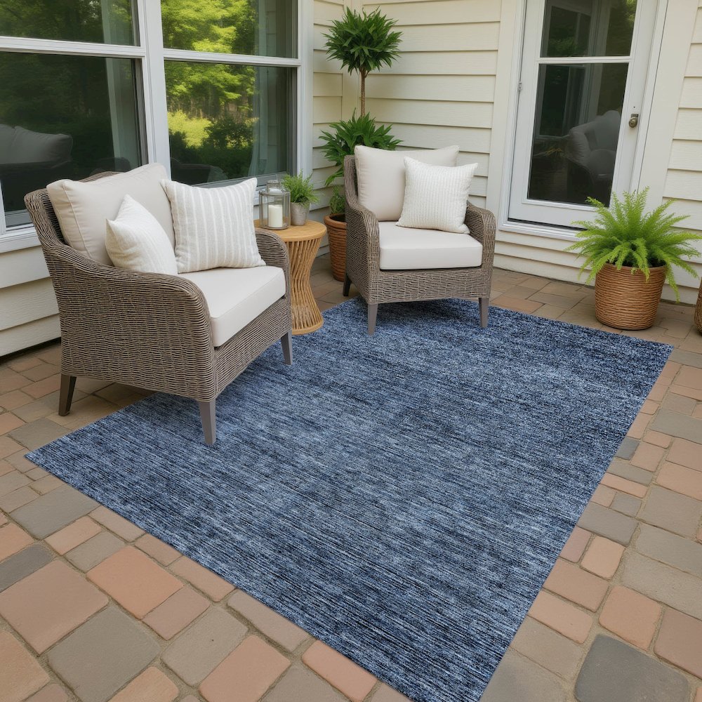 Luxury Washable Indoor/Outdoor Soft Essentials SE1 Blue 9' x 12' Rug. Picture 7