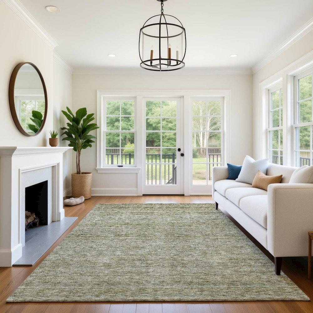 Luxury Washable Indoor/Outdoor Soft Essentials SE1 Green 10' x 14' Rug. Picture 6