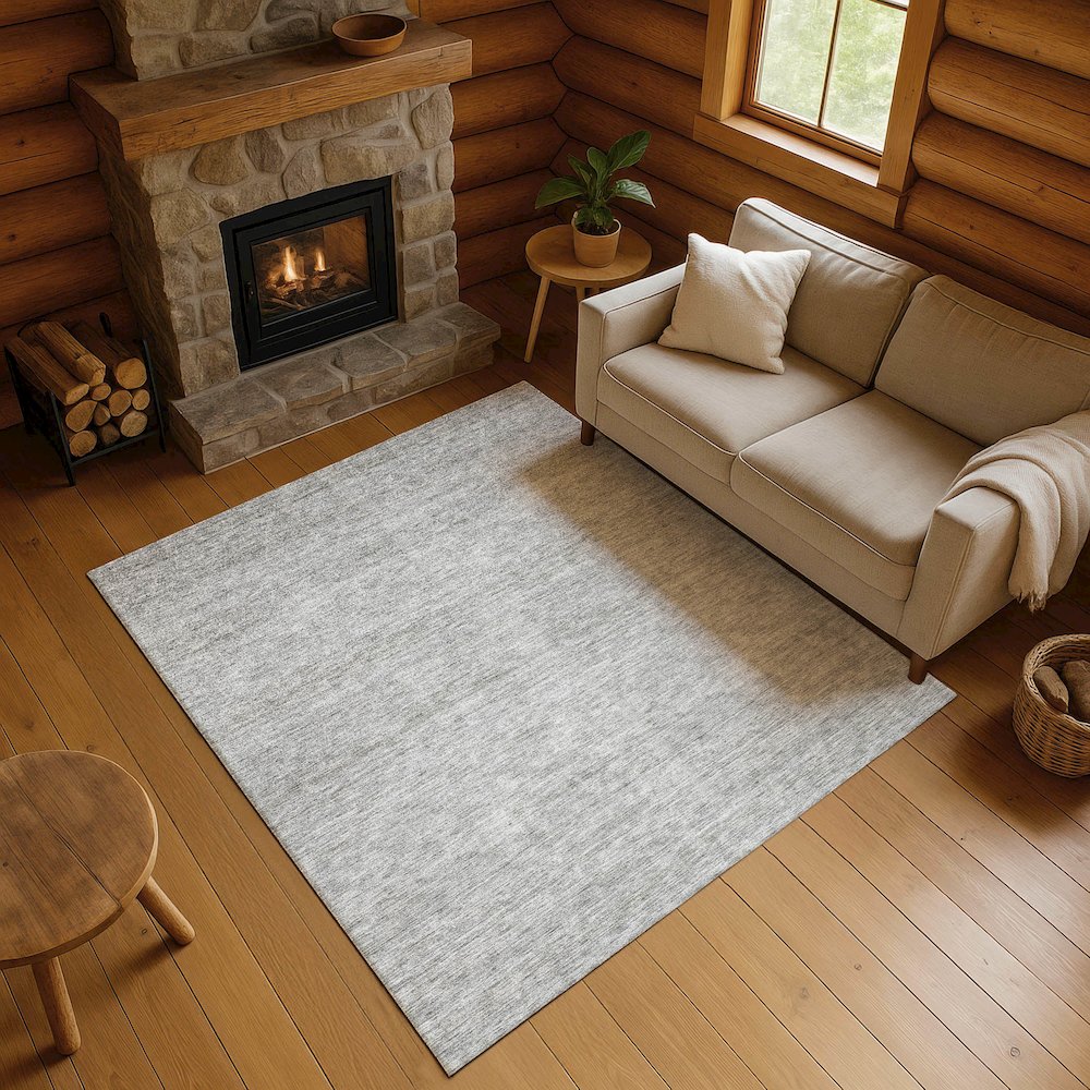 Luxury Washable Indoor/Outdoor Soft Essentials SE1 Gray 10' x 14' Rug. Picture 5