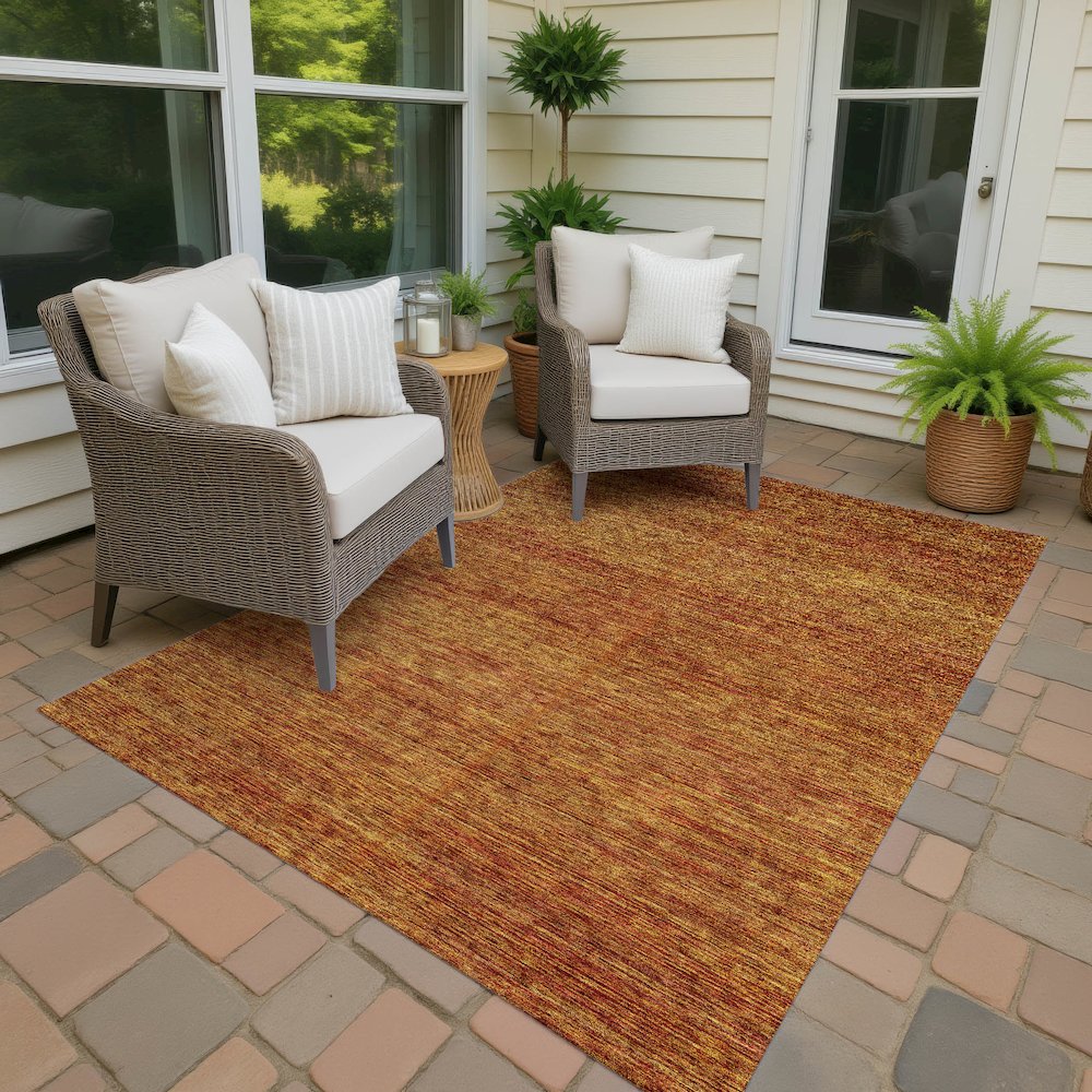 Luxury Washable Indoor/Outdoor Soft Essentials SE1 Orange 9' x 12' Rug. Picture 7