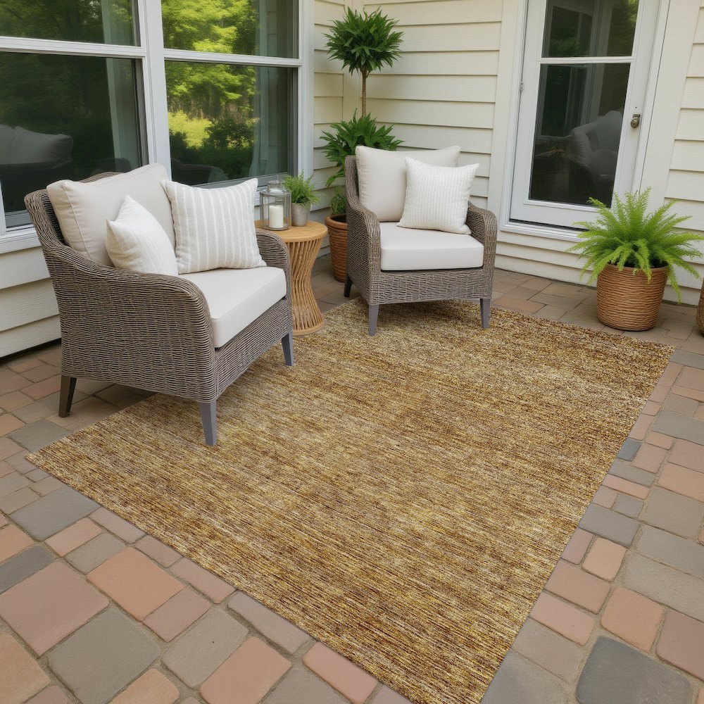 Luxury Washable Indoor/Outdoor Soft Essentials SE1 Gold 9' x 12' Rug. Picture 7