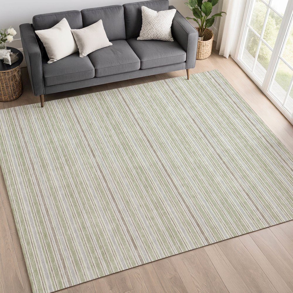 Luxury Washable Indoor/Outdoor Soft Essentials SE2 Green 10' x 14' Rug. Picture 5