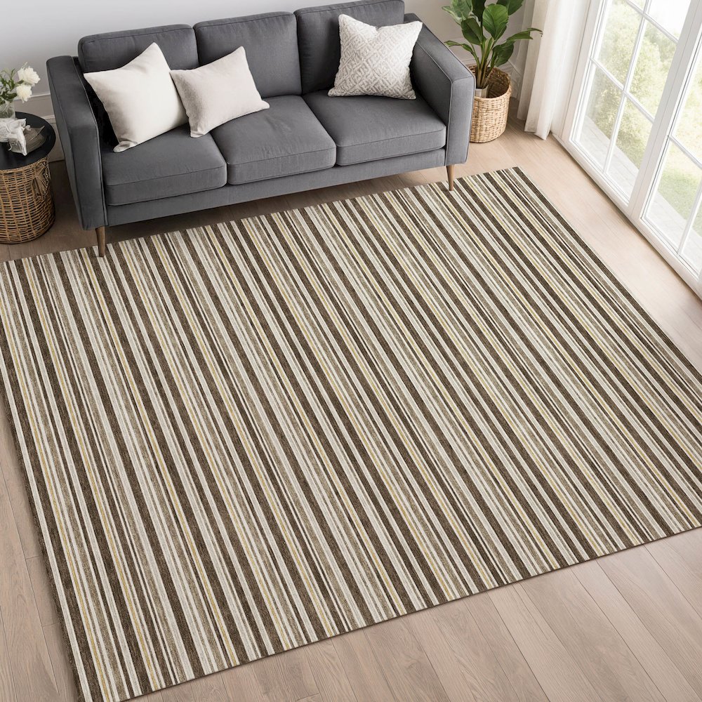 Luxury Washable Indoor/Outdoor Soft Essentials SE2 Brown 10' x 14' Rug. Picture 5