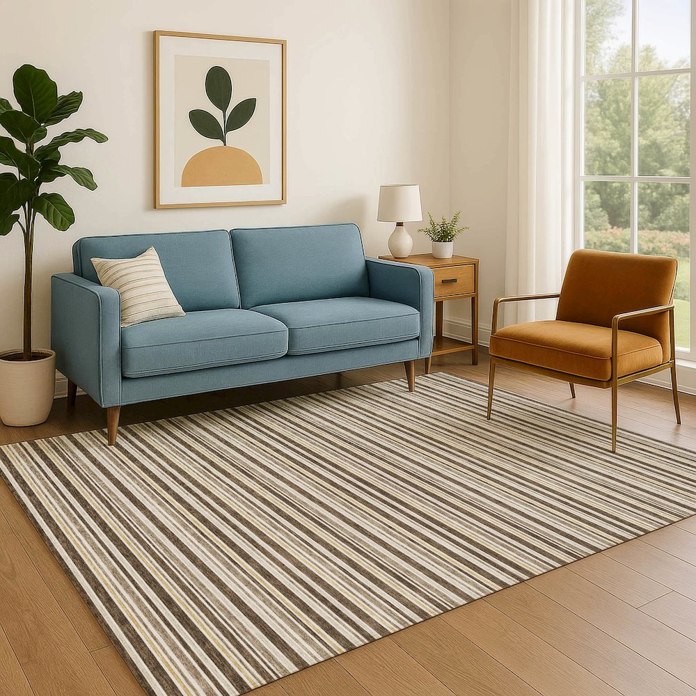 Luxury Washable Indoor/Outdoor Soft Essentials SE2 Brown 10' x 14' Rug. Picture 6
