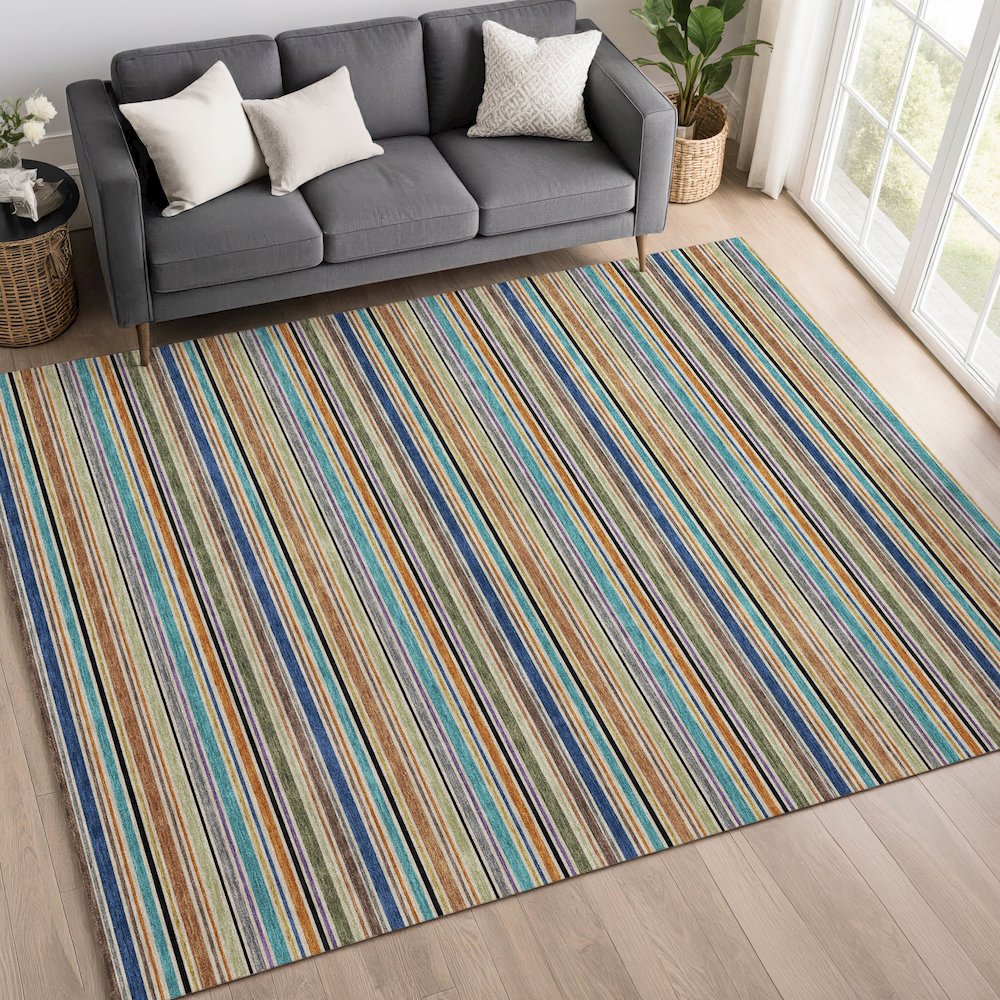 Luxury Washable Indoor/Outdoor Soft Essentials SE2 Multi 10' x 14' Rug. Picture 5