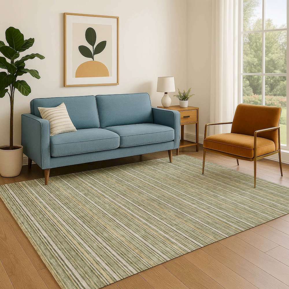Luxury Washable Indoor/Outdoor Soft Essentials SE2 Green 10' x 14' Rug. Picture 6