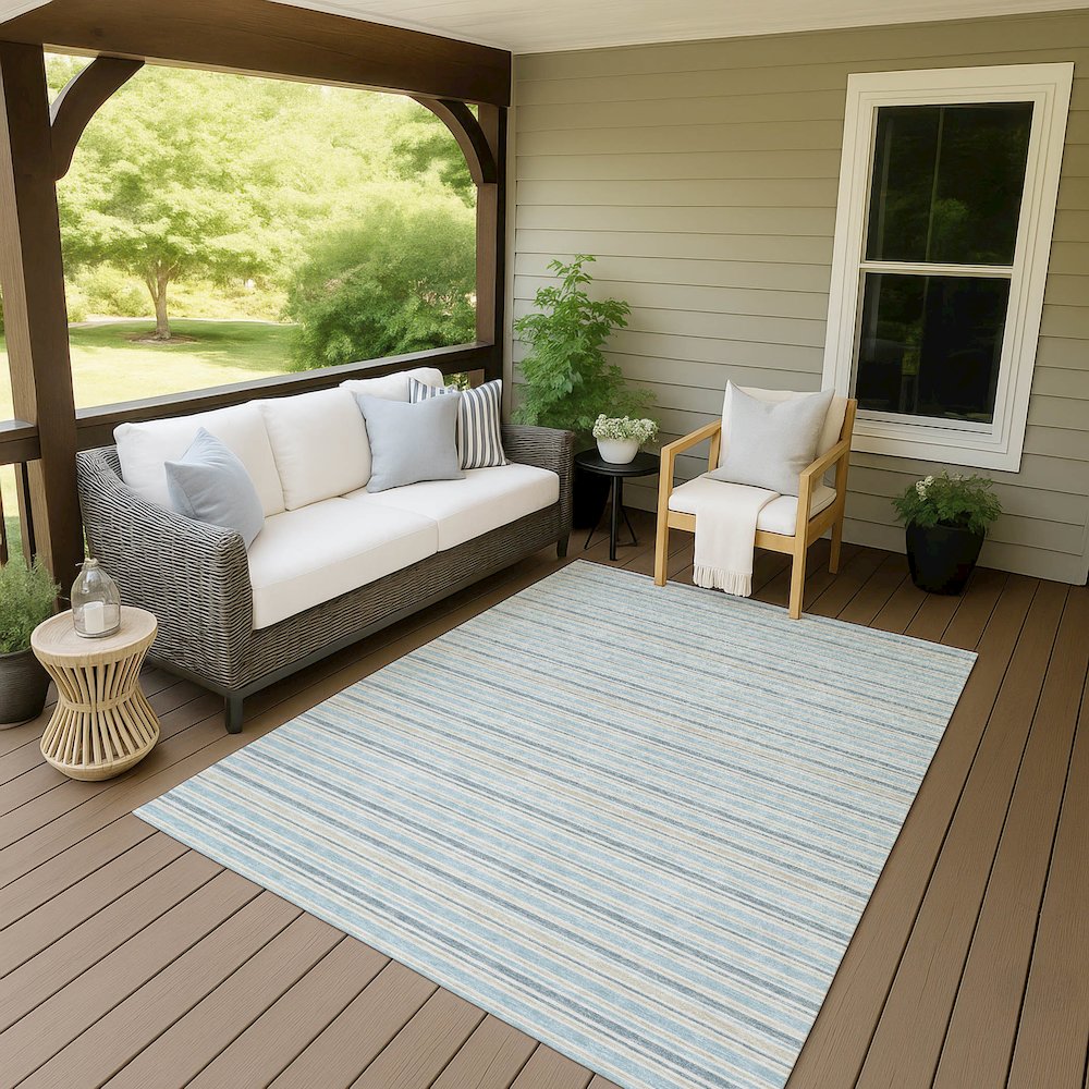 Luxury Washable Indoor/Outdoor Soft Essentials SE2 Blue 9' x 12' Rug. Picture 7