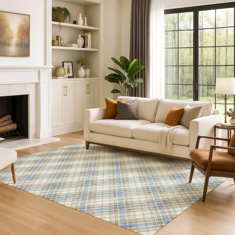 Luxury Washable Indoor/Outdoor Soft Essentials SE3 Blue 10' x 14' Rug. Picture 6