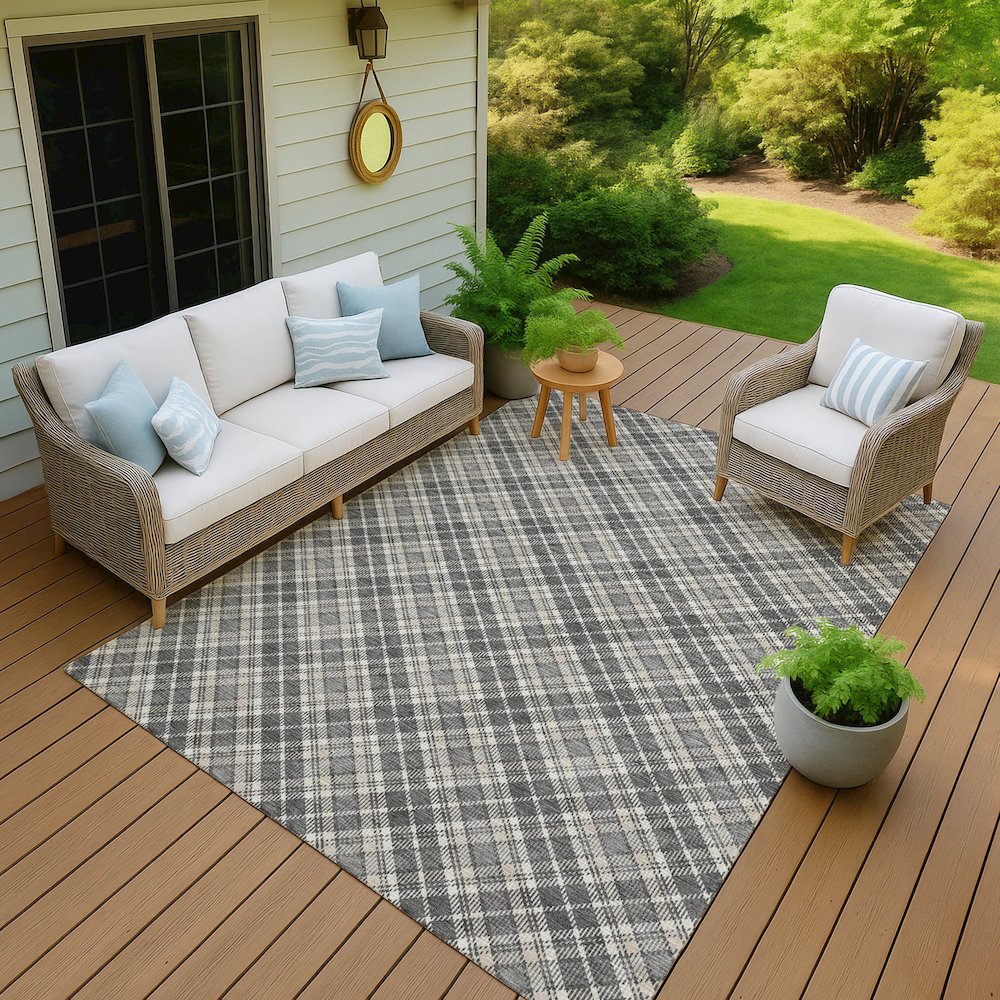 Luxury Washable Indoor/Outdoor Soft Essentials SE3 Gray 9' x 12' Rug. Picture 7