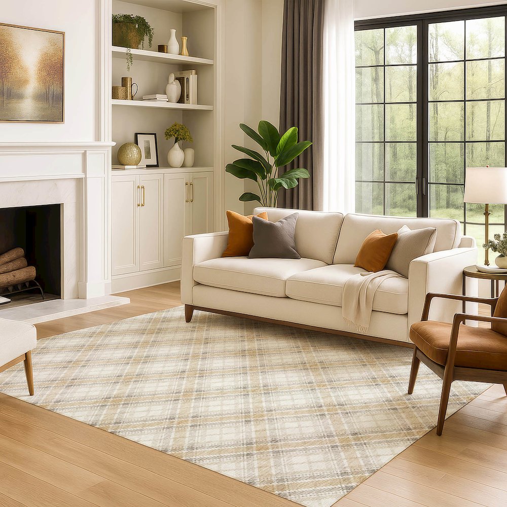 Luxury Washable Indoor/Outdoor Soft Essentials SE3 Ivory 10' x 14' Rug. Picture 6