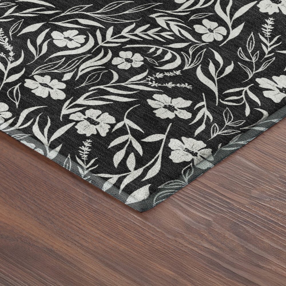 Luxury Washable Indoor/Outdoor Soft Essentials SE4 Black 8' x 8' Rug. Picture 2