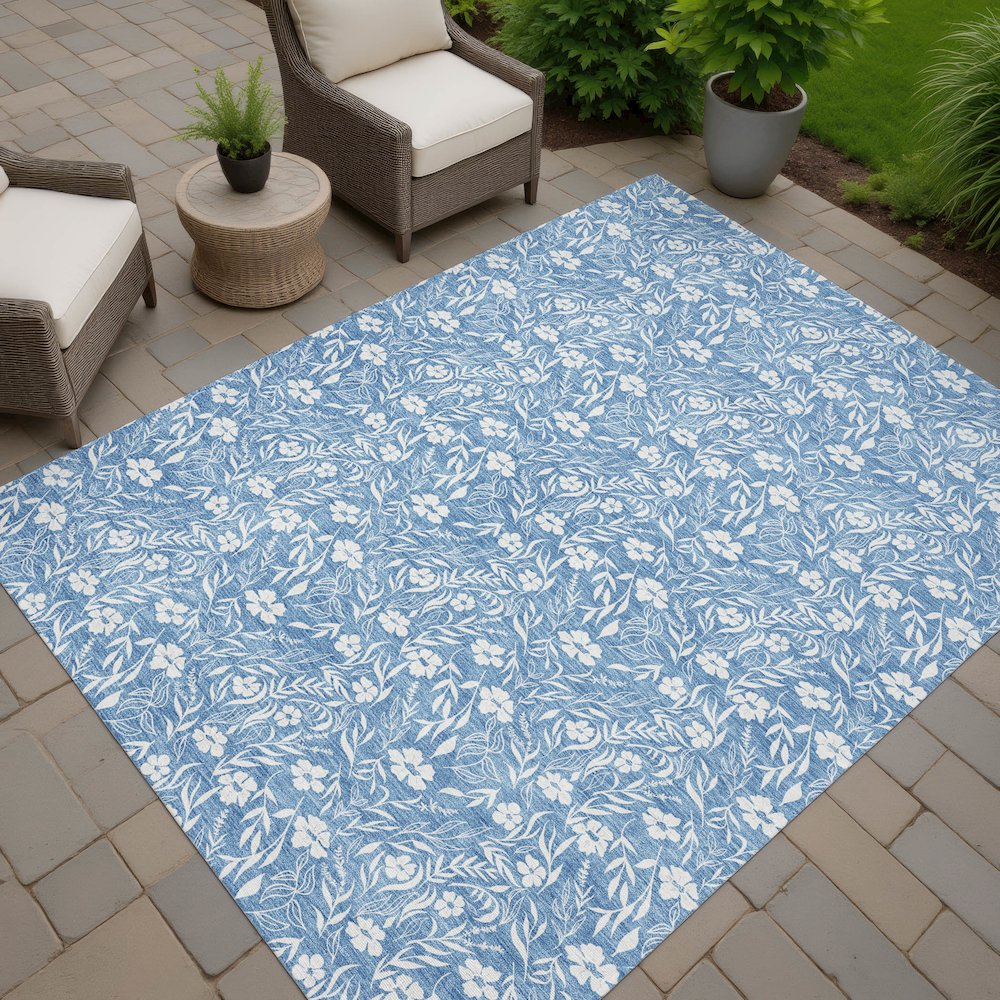 Luxury Washable Indoor/Outdoor Soft Essentials SE4 Blue 9' x 12' Rug. Picture 7