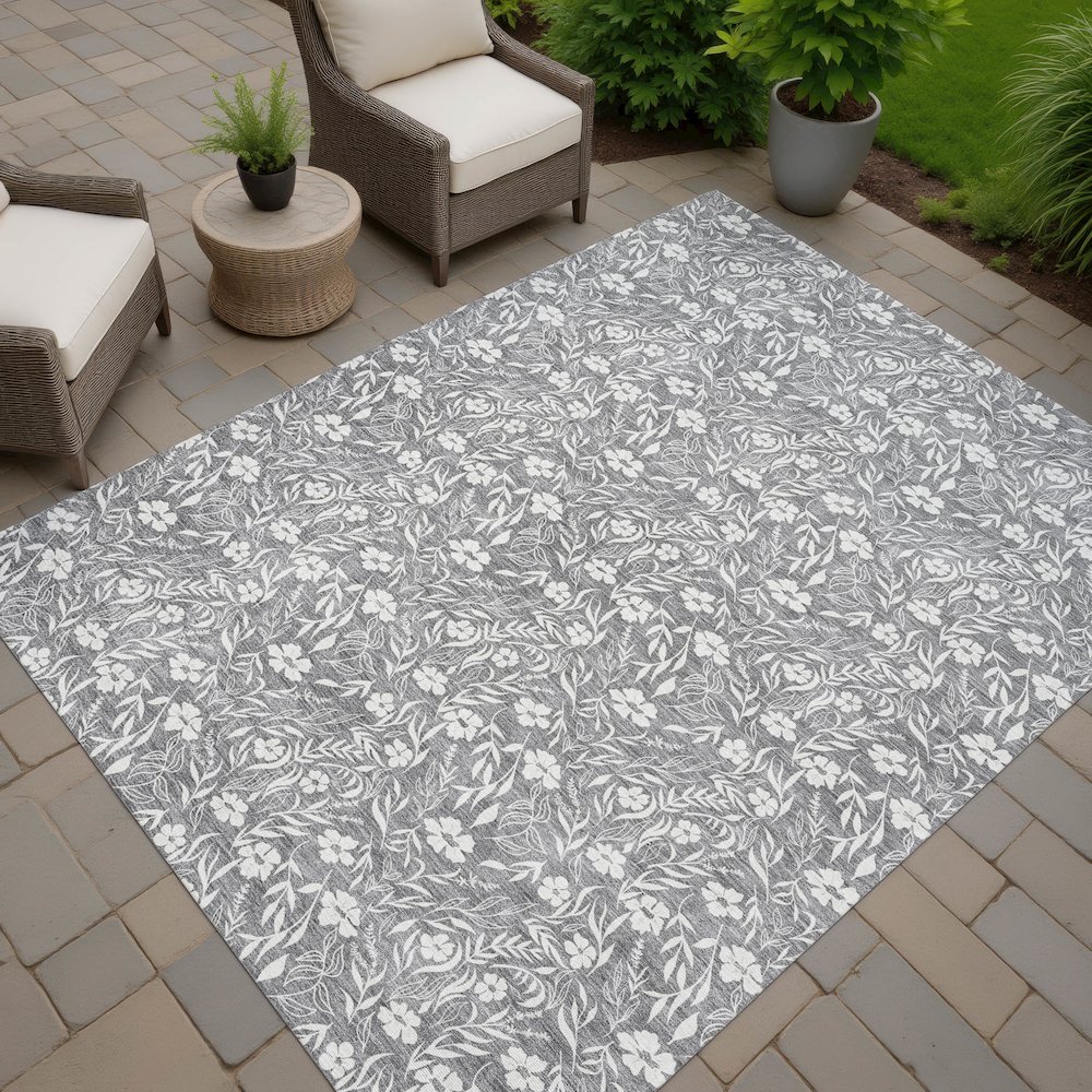 Luxury Washable Indoor/Outdoor Soft Essentials SE4 Gray 9' x 12' Rug. Picture 7