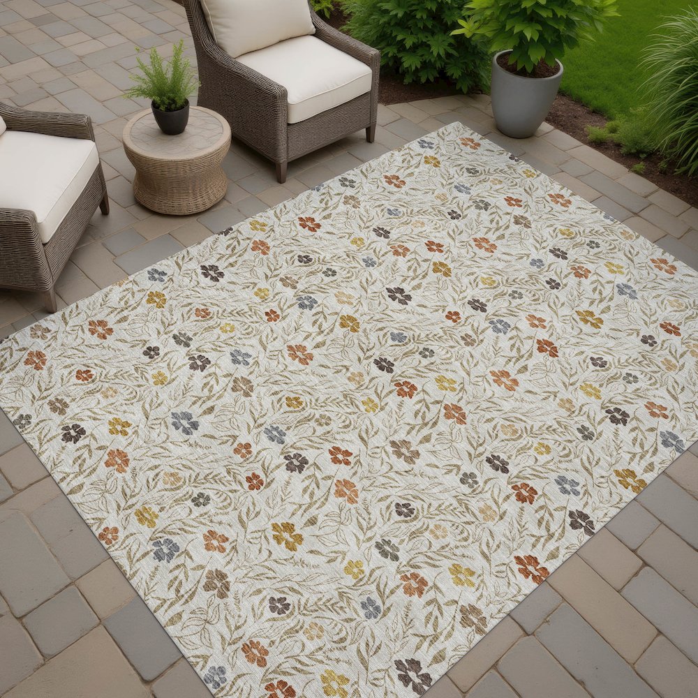 Luxury Washable Indoor/Outdoor Soft Essentials SE4 Ivory 9' x 12' Rug. Picture 7