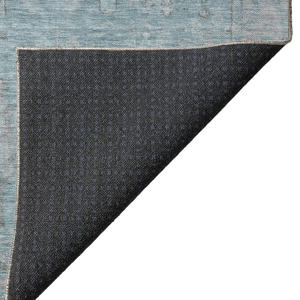Luxury Washable Indoor/Outdoor Solace Aqua 8' x 8' Round Rug. Picture 4