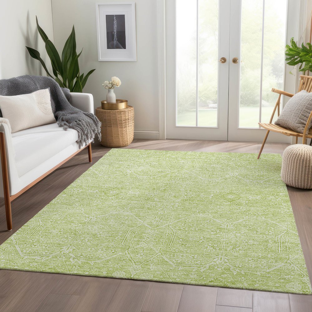 Luxury Washable Indoor/Outdoor Solace Lime 10' x 14' Rug. Picture 5