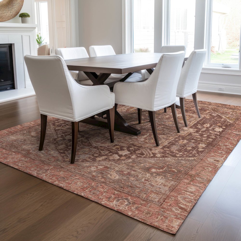 Luxury Washable Indoor/Outdoor Solace Burgundy 10' x 14' Rug. Picture 6
