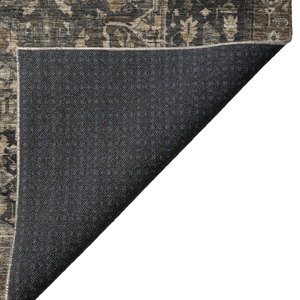 Luxury Washable Indoor/Outdoor Solace Charcoal 8' x 8' Round Rug. Picture 4