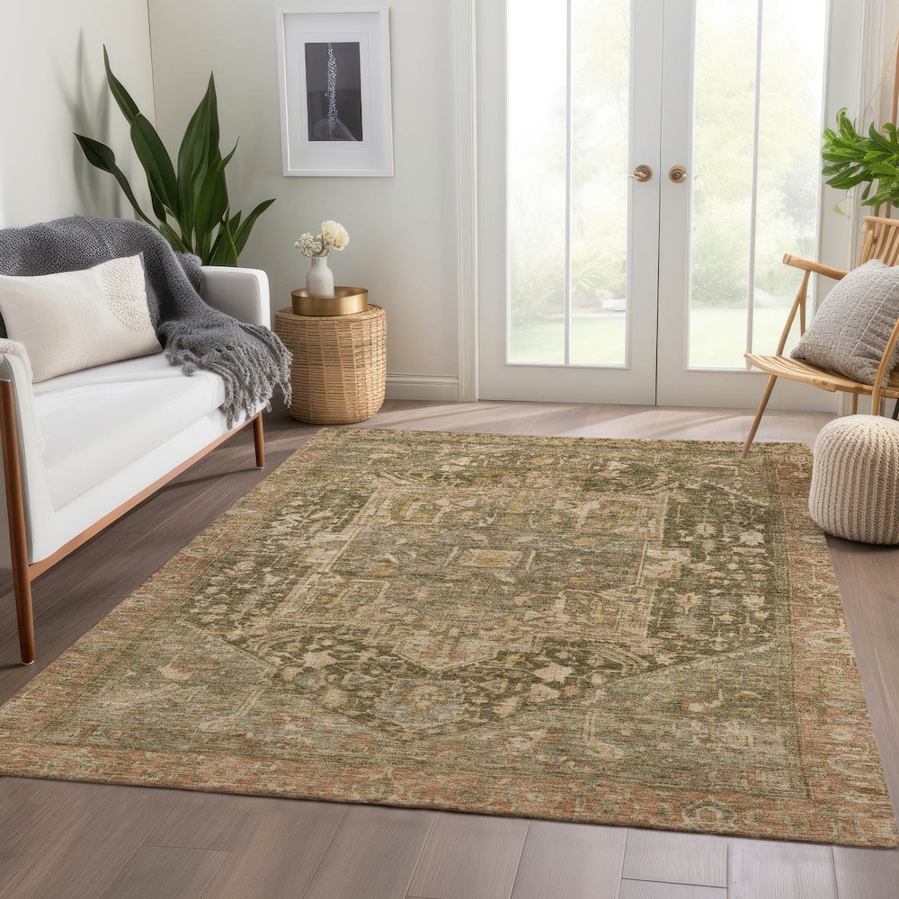 Luxury Washable Indoor/Outdoor Solace Fern 10' x 14' Rug. Picture 5