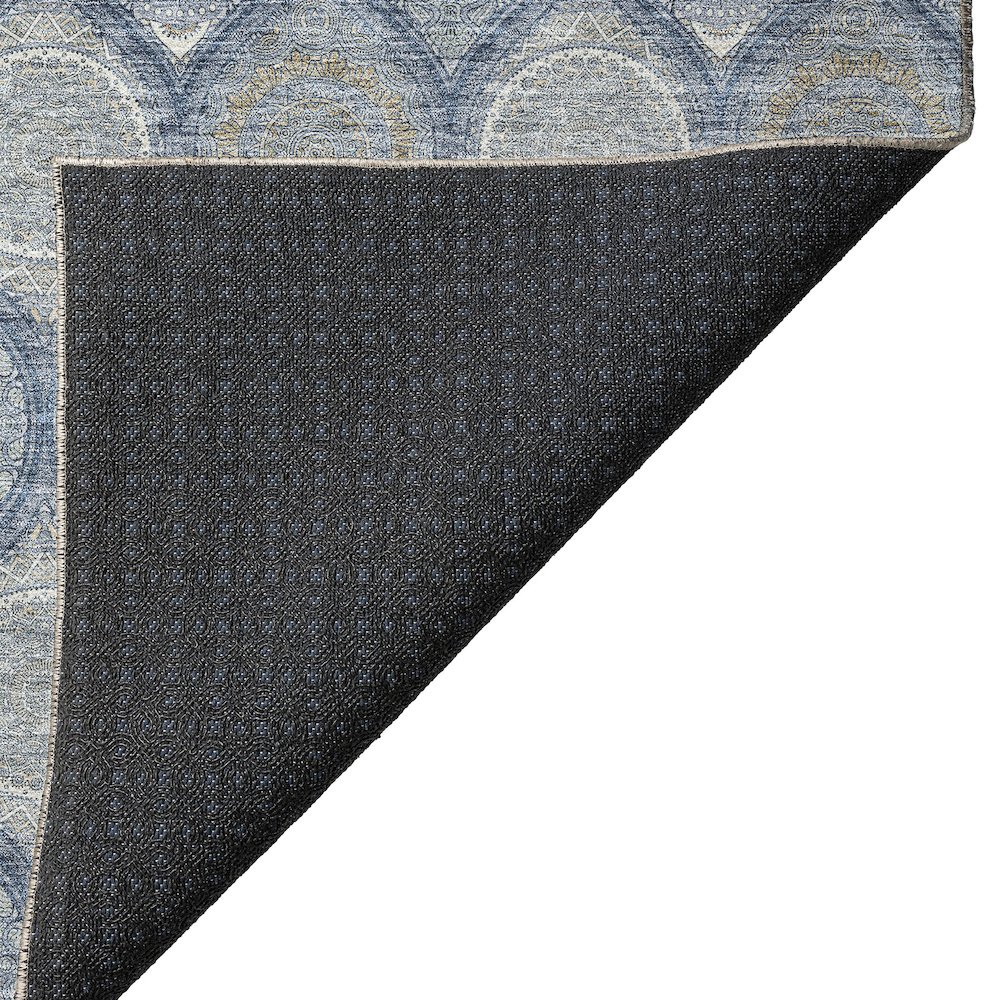 Luxury Washable Indoor/Outdoor Solace Navy 8' x 8' Round Rug. Picture 4