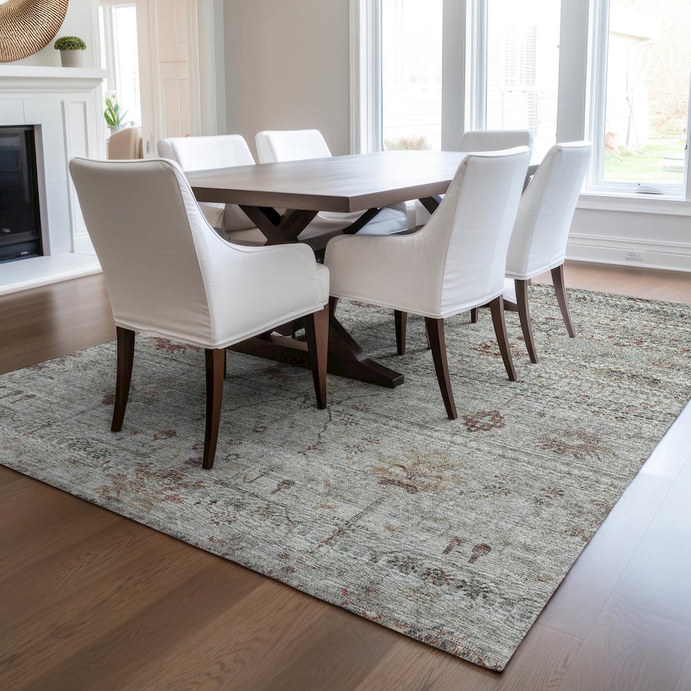 Luxury Washable Indoor/Outdoor Solace Gray 10' x 14' Rug. Picture 6